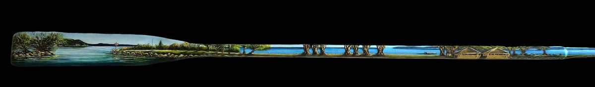 Kinloch Marina Taupō NZ - Oils on wooden paddle